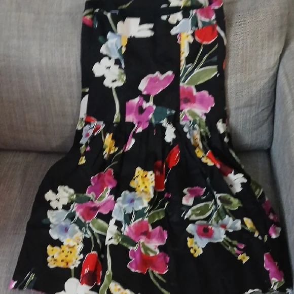 American Living Pink and Yellow Midi Fit and Flare Skirt - Picture 4 of 8